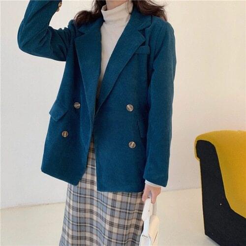 Female Outerwear Lady Workwear 8 Color Options Double Breasted Notched Collar Women Blazer Jacket Elegant Pockets