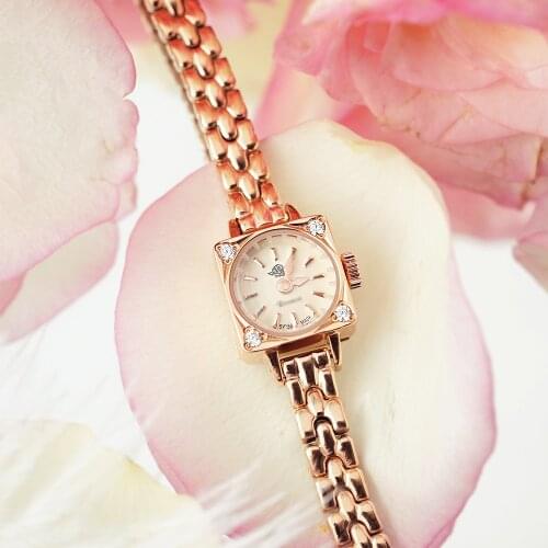 Japanese Style Square Lady Crystal Zircon Stone Dial Watch Bracelet Fine Watch Band Watch