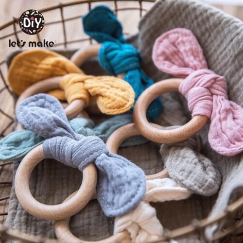 Lets Make Wooden Teether Pacifier Clips Chain Holder For Nipples Drool Bibs Animal Wood Rodent 1PC Gift Box Baby Teething Toy