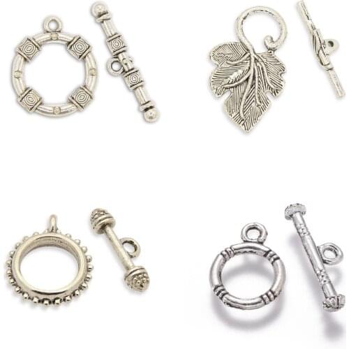 10 Sets Tibetan Grape Leaf Alloy Toggle Clasps Hooks Connector Chunky OT Clasp For Necklace Bracelet DIY Jewelry Findings Making