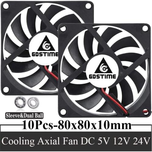 10PCS Gdstime 80mm Computer Case Axial Fan 80mm x 80mm x 10mm DC 5V 12V 24V 8cm PC Latop CPU Cooler Fan Dual Ball USB 2PIN 3PIN