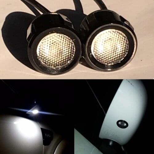 2pcs White Flood under Side Mirror light Puddle door light Car eagle eye led DRL light Reversing Backup Reverse Rear tail lights