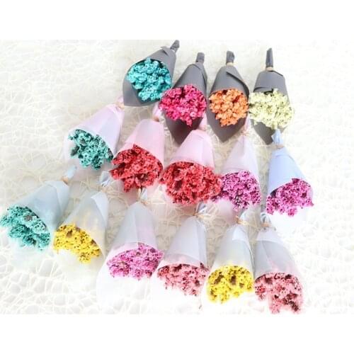 20x Mini Crystal Lover Grass Multi-Color High Quality Preserved Flower Bouquet Gift Friendships Customer Home Desktop Decoration
