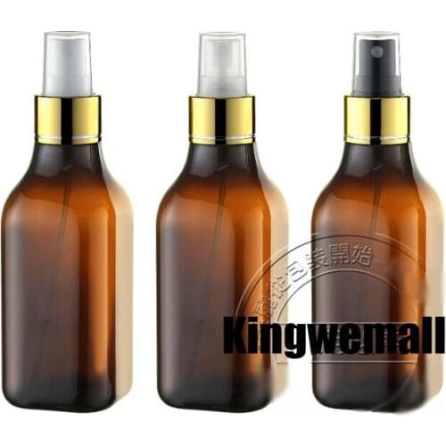 300pcs/lot 200ml Amber Portable Aftershave/ Makeup/ Perfume Empty Bottle Spray Atomizer with gold lids