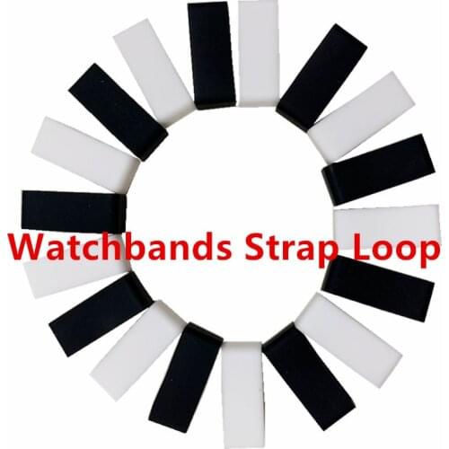 Black White Silicone Rubber Replacement Resin Watch Strap Band Keeper Holder Retainer Loop Size 12 -30mm 4pcs