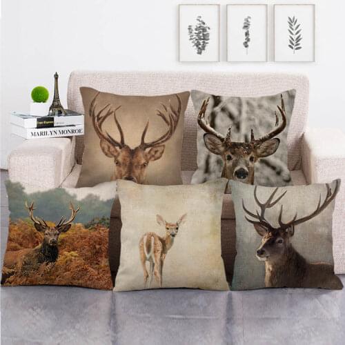 45cm*45cm wild animals deer design throw cushion cover linen/cotton sofa pillow cover decorative pillow case