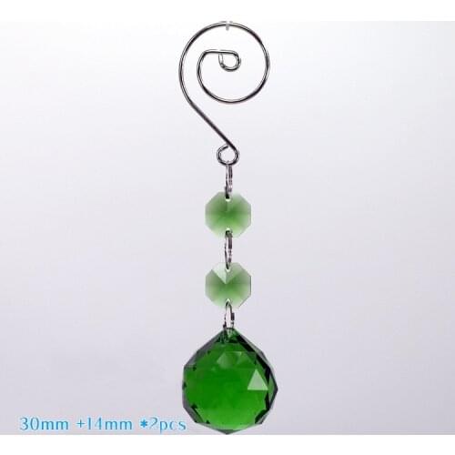 5.1" (H) 6pcs Green 2pcs Crystal glass Beads With One Glass Faceted Ball For chandeliers Pendants/ Christmas Tree Decoration