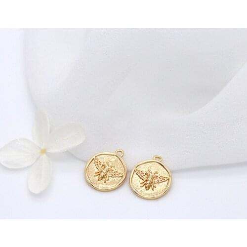 6PCS 15mm 12mm 14K Real Gold Plated Sun Round Charm Pendants Jewelry Making Supplies Diy Findings Accessories