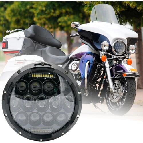 7 Inch Headlight For Motorcycle 7Inch Round DRL Turn Signal Halo LED Headlamp 75W