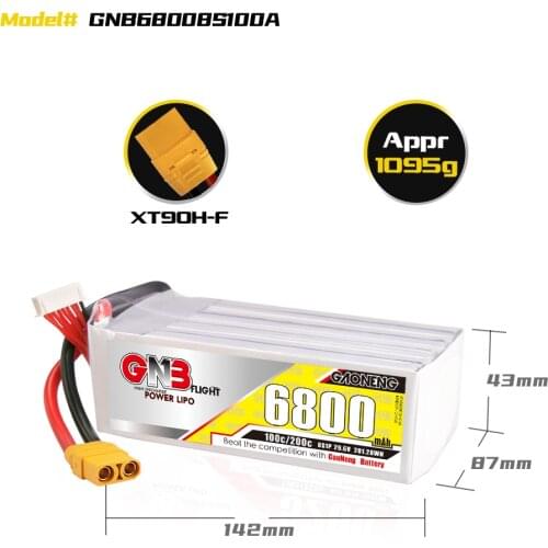 GAONENG GNB 8S 6800mAh 30.4V 100C/200C Light Weight HV Lipo Battery XT90S Plug for FPV Drone RC Helicopter Car Boat UAV RC Parts