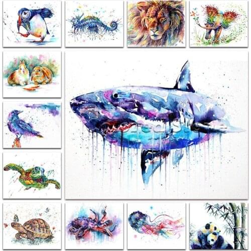 Full Diamond painting embroidery mosaic Cross stitch Animal parrot penguin bear lion elephant shark rabbit bird turtle panda cat