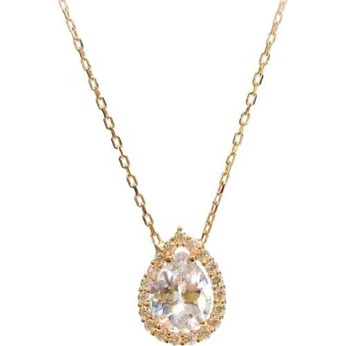 Anturaj White Zircon Drop Silver Necklace