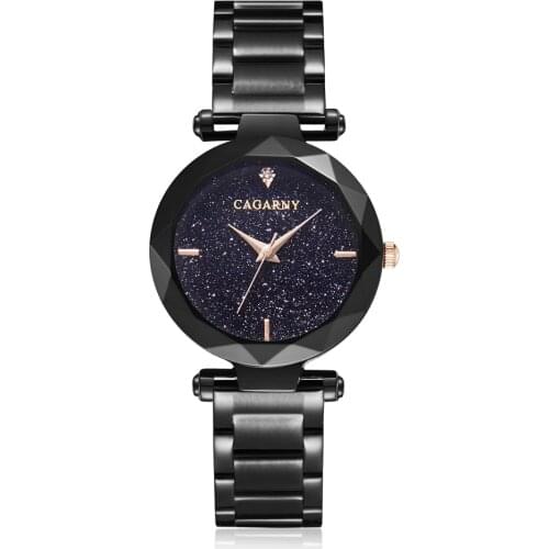 Cagarny Wrist Watch Women Fashion Black Steel Quartz Watches Bracelet Clock Luxury Ladies Watch Womens Gifts Relogio Feminino