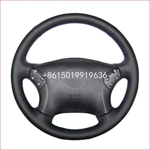 Black Leather Car Steering Wheel Cover for Mercedes Benz W203 C-Class 2001 2002 2003 2004 2005 2006 2007