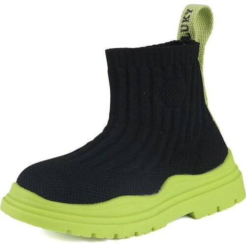 Children Knitting Fashion Boots Boy Girl Autumn Spring Flat Sock Shoes Baby Kid Outdoor Casual Ankle Non-Slip Slip On Sneakers