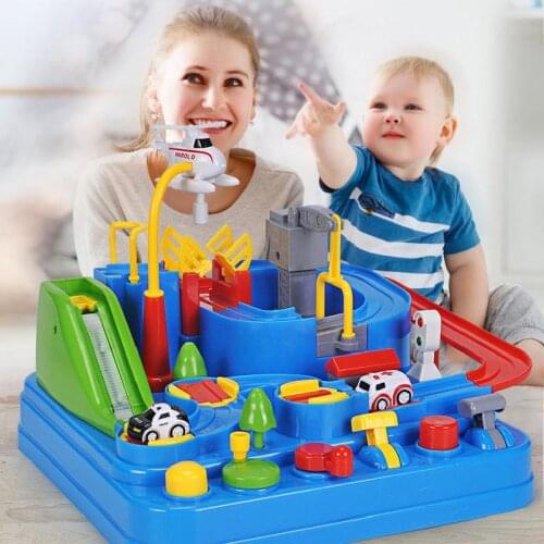 Kids Educational slotcar Car Toys For Boys Track Adventure Brain Table Games Rail Cars Mechanical Parking Lots Children Xmas