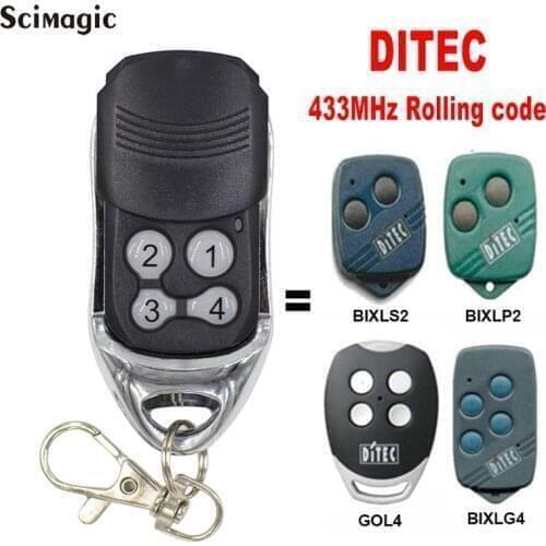 DITEC Remote GOL4 GOL 4 Command Garage Gate Door Opene BIXLP2 BIXLP 2 BIXLS2 BIXLS 2 BIXLG4 BIXLG 4 433.92 MHz Rolling Code New