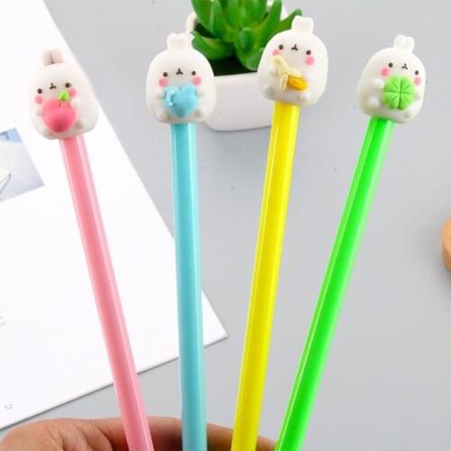 40PCS Cartoon Creative Rabbit Holding Fruit Gel Pen Simple and Fresh Rabbit Black Water-based Pen Stationery