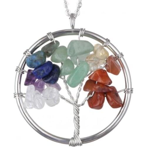 Life tree Stone pendant natural stone pendant necklace tree of life pendant