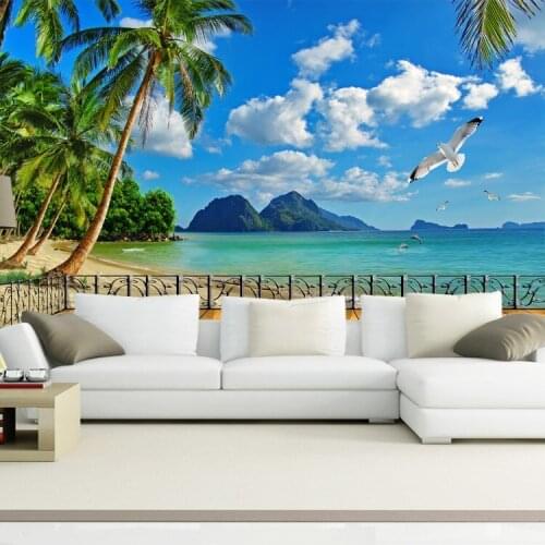 Beautiful 3D living room TV background wall decorative wall stickers custom forest seascape mural bedroom bedside decorative