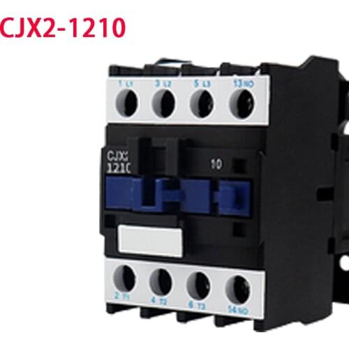 3 Phase Motor Magnetic Contactor Relay 12A 3P 3 Pole 1NO AC 24V 110V 220 Volts 380V Coil CJX2-1210 35mm Din Rail Mounting