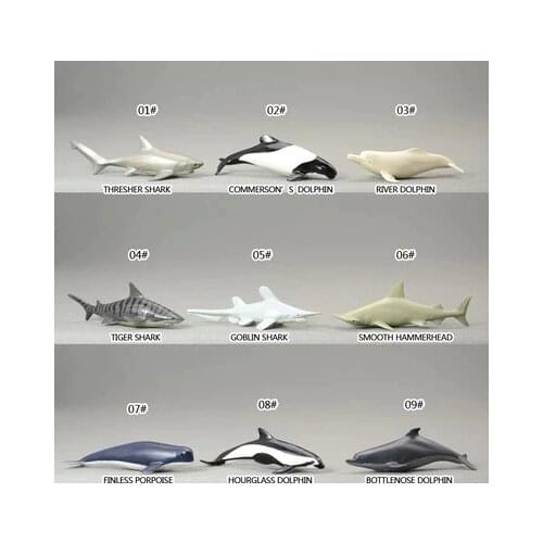 Mini ocean animal toy model 9pcs/set 7cm Shark / sperm / hammerhead shark / puffer fish / shark / Sword kiss shark / dolphin
