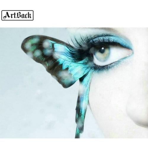 6pcs eye butterfly icon 5d diamond painting set 20x25cm full square resin diamond mosaic sticker (non-bright diamond)