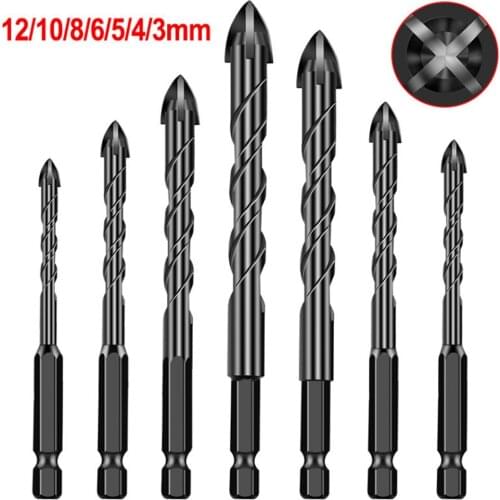 3-12mm Cross Hex Tile Drill Bits Set for Glass Ceramic Concrete Hole Opener Brick Hard Alloy Triangle Bit Tool Kit