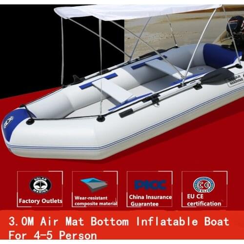4 Person Inflatable Boat Fishing Kayak PVC Canoe Dinghy With Air Mat Bottom For Outdoor Water Sport Fishing Drifting Surfing