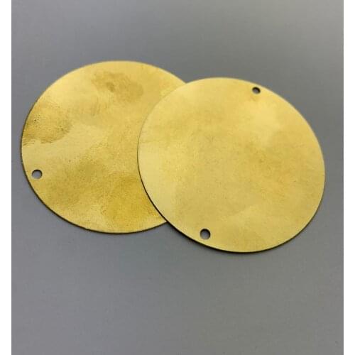 Raw Brass 50 mm Large round double hole Charms, Stamping Tags Findings. woman pendant, necklaces, earring, rings