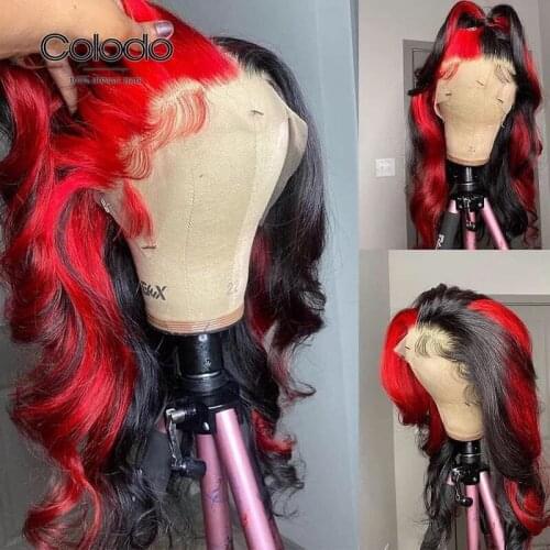 Ombre Highlight 99J Burgundy Colored Body Wave Lace Front Human Hair Wigs For Black Women Glueless HD Transparent Red Frontal