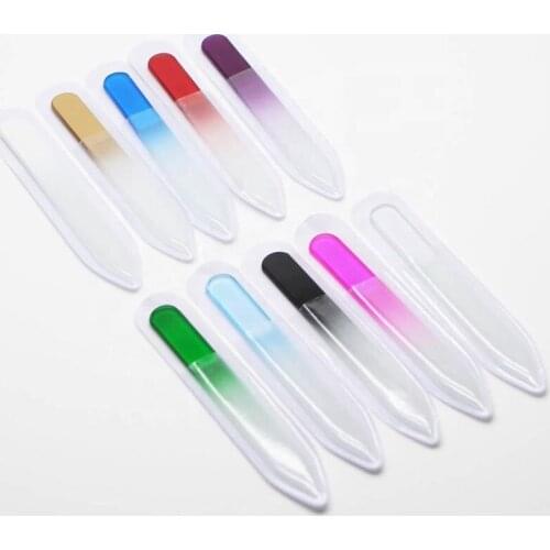 Nail Files Glass Durable Crystal File Nail Buffer Nail Care 5.5" /14CM Colorful 20pcs/lot#NF014
