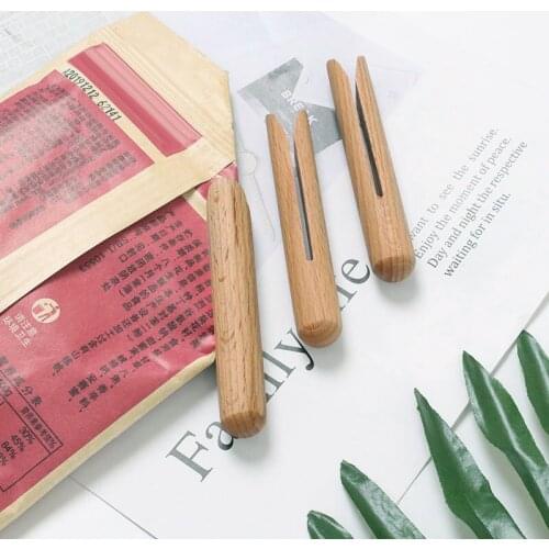 Portable New Kitchen Storage Food Snack Seal Sealing Bag Clips Sealer Clamp Wooden Tool Kitchen Accessories Wholesale