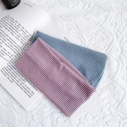 2021 Cotton Ribbed Headband Fashion Style Solid Turban Candy Color Hair Bands Stretchy Absorbing Hair Accessories For Women