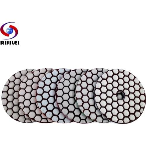 RIJILEI 6Pcs 80mm Dry Polishing Pads 3Inch Sharp Flexible Resin Diamond Polishing Pad For Marble Concrete Floor Grinding Discs