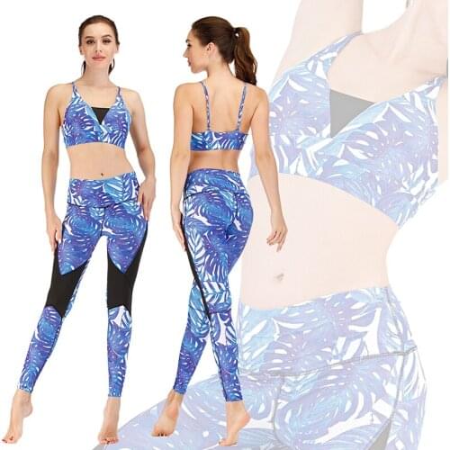 Sexy Sports Suits Adjustable Yoga Set Women Patchwork Fitness Clothing Sportswear Woman Gym Flexible Leggings Push-up Sports Bra