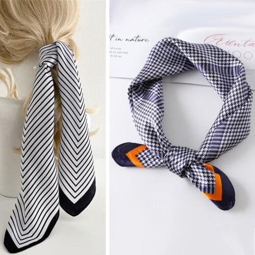 Silk Square Scarf Lady Hair Bandanas Fashion Bag Scarves Female Shawl Head Wraps for Women Neckerchief Print Design Foulard New