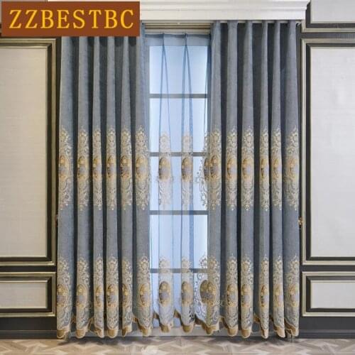 Japanese and Korean high-end embroidery floor curtains classic high-end custom kitchen living room bedroom curtains