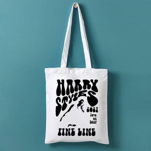 Vintage Fine Line Print Women Shopping Canvas Bag Treat People with Kindness Eco Harajuku Shopper Black Bags Letter