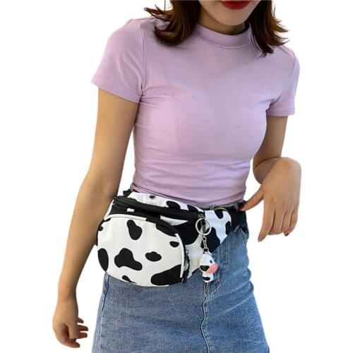 Women Cute Cow Pattern Chest Bag 2021 Fashion Girls Waist Bag With Adjustable Strap