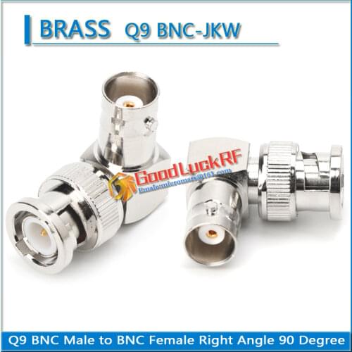 1X Pcs Q9 BNC Male to BNC Female Right Angle 90 Degree Nickel Plated Dual BNE Brass RF Connector Socket Adapter