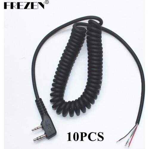 10pcs DIY 4wire Microphone Cable K Plug 2pins For Kenwood Wouxun Baofeng Puxing Linton Tyt Quansheng Walkie Talkie W