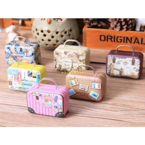 120pcs Continental Mini Tin Box Retro Suitcase Handbag Small Rectangular Candy Box Small Tin Container