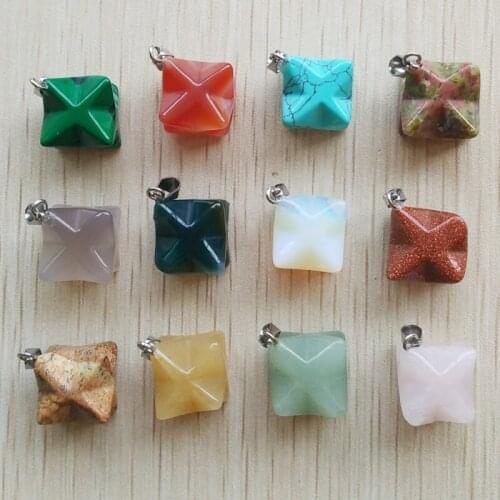 2017 new fashion assorted natural stone mixed Octagonal polygon charms Pendants for jewelry making 12pcs/lot wholesale free