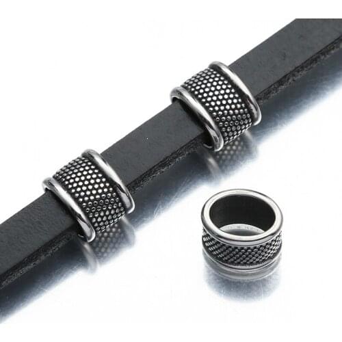 3Pcs Stainless Steel Tube Big Hole Slider Beads Charm For Handmade Leather Bracelet Necklace Making Diy Jewelry Accessories