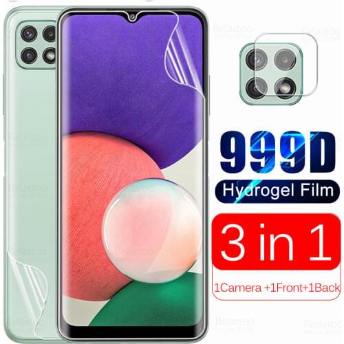 3in1 Camera Back Front Hydrogel Film For Samsung Galaxy A22 5G Samsun A 22 A226B 6.6" Curved Screen Protector Not Tempered Glass