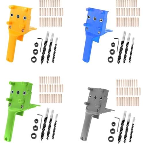 38pcs/set Quick Wood Doweling Jig Handheld Pocket Hole Punch System 6/8/10mm Drill Bit Hole Puncher for Carpentry Dowel Joints