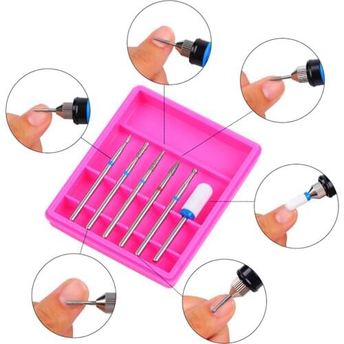 6PCS/Set Ceramic Diamond Milling Cutter for Manicure Nail Drill Bits Electric Machine Accessories Pedicure Art Tool Set