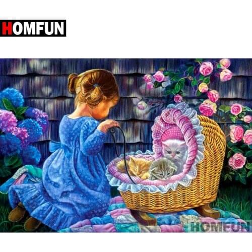 HOMFUN Full Square/Round Drill 5D DIY Diamond Painting "Cartoon girl" Embroidery Cross Stitch 5D Home Decor Gift A07249