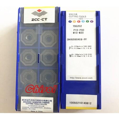 Free shipping cnc carbide milling inserts cutter ONHU060408-PM YBM253 YBD152 milling blade tips